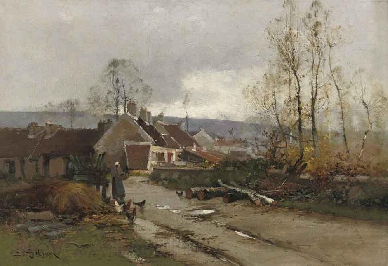 Eugene Galien-Laloue Feeding the chickens